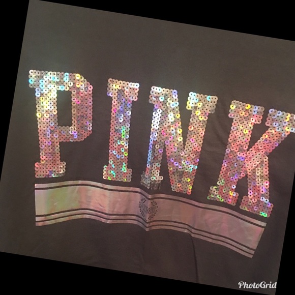 VS PINK CAMPUS HOODIE TEE W/ BLING - Picture 2 of 3